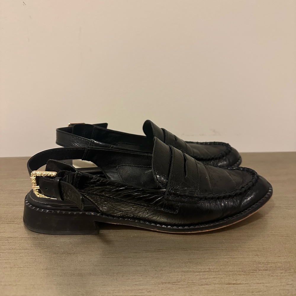 DV by Dolce Vita Black Patent Leather Slingback Loafers